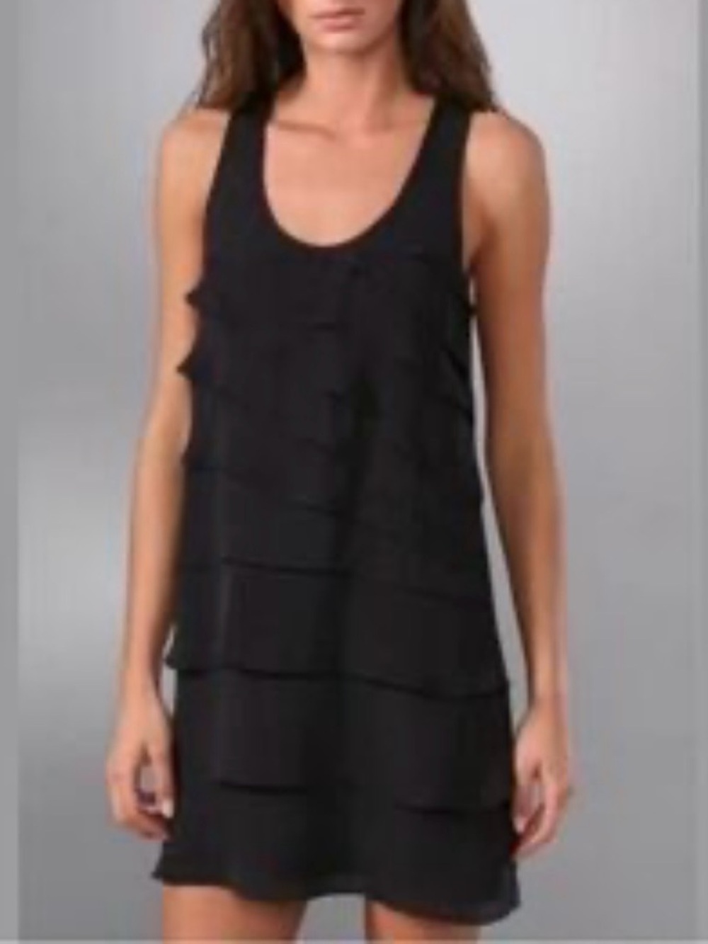 Tommy Hilfiger Black Sleeveless Ruffle Shift Mini Dress